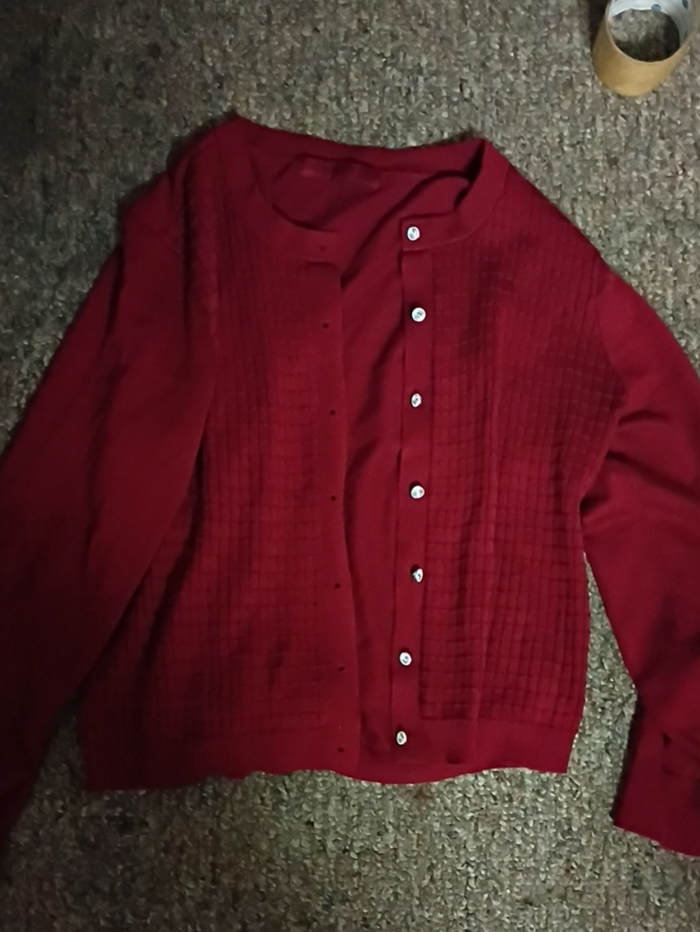 Classic Red Button-Front Knit Cardigan